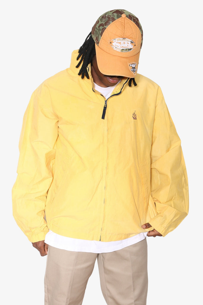 VINTAGE NAUTICA YELLOW WASHED OUT SPRAY JACKET (X-LARGE) *DISCOLOURATION  THROUGHOUT