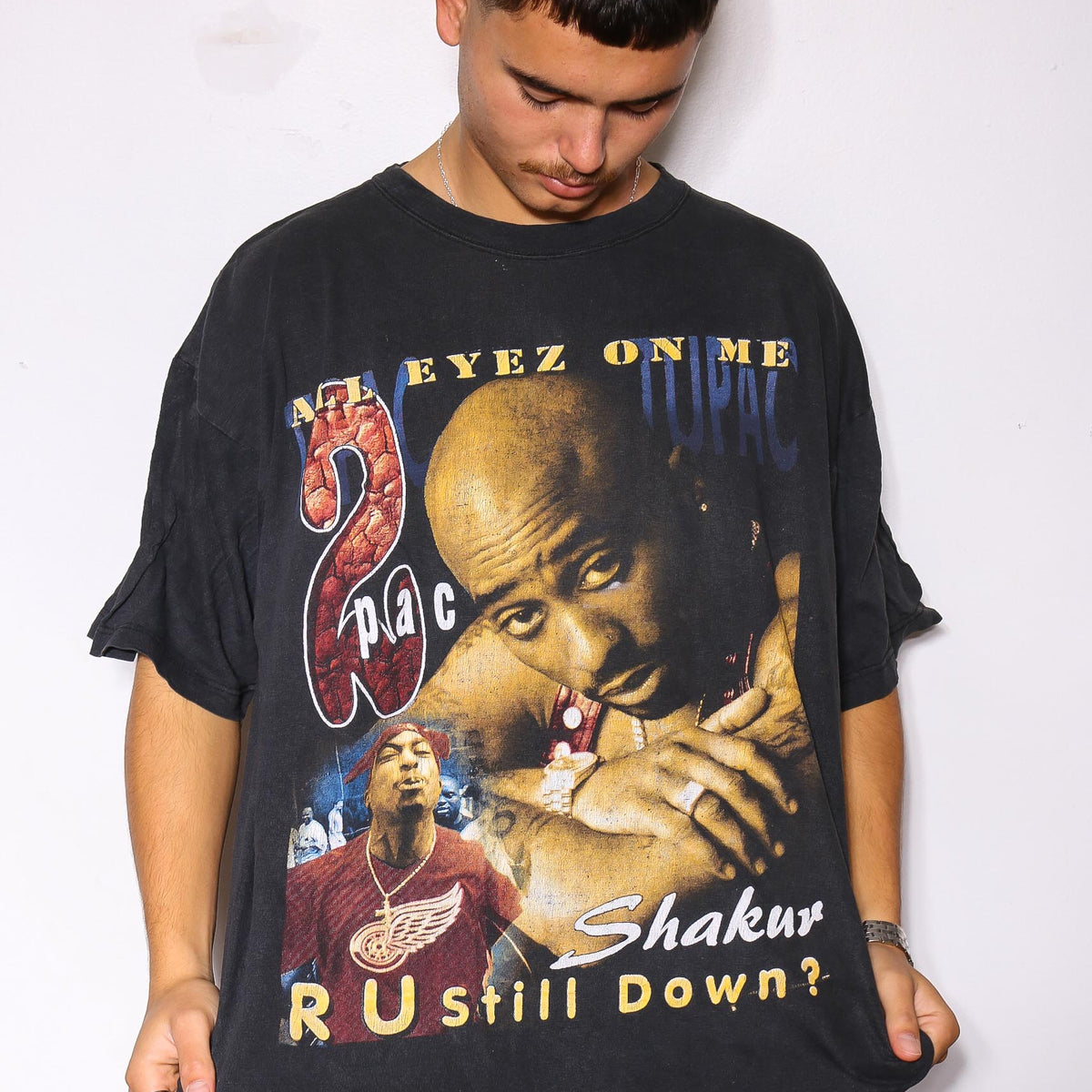 90'S RARE TDC TUPAC ALL EYEZ ON ME TEE *SMALL HOLES BACK OF  HEMLINE/STITCHING COMING UNDONE* (XX-LARGE)